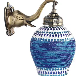 1ST TIME Blue & Multicoloured Textured Metal Rectangle Shaped Wall Lamp-picture-18