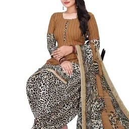 attigo Unstitched Printed Cotton Blend Kurta & Patiyala Dress Material with Dupatta image 3