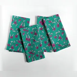 Vargottam Green & Pink 12 Pieces Printed Cotton Reusable & Disposable Table Napkins-image-69