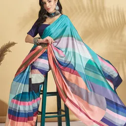 RACHNA Striped Printed Block Print Saree image 5