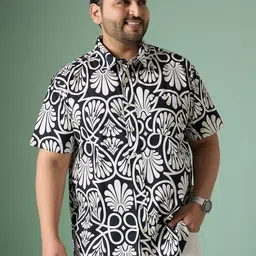 bigbanana Men Plus Size Floral Printed Classic Spread Collar Pure Cotton Casual Shirt-picture-26