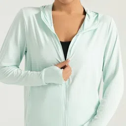 HRX by Hrithik Roshan Women Solid Spread Collar Zipper Sporty Jacket image 2