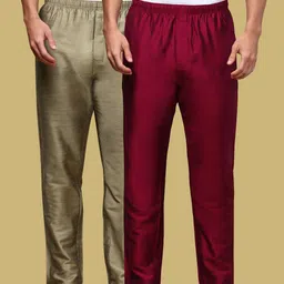 white heart Pack of 2 Mens Solid Viscose blend Pyjama with adjustable waistband and Side Pockets Men Pyjama-picture-40