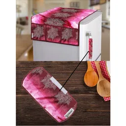E-Retailer 2-Pcs Pink & Black Printed Refrigerator Covers-picture-21