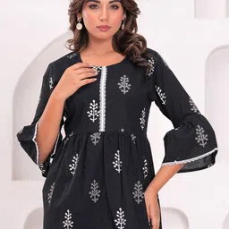 ANEKYA Floral Print Flared Sleeve Cotton Top image 4