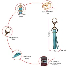Sassora Set Of 2 Leather Tassel Design Key Chain image 2