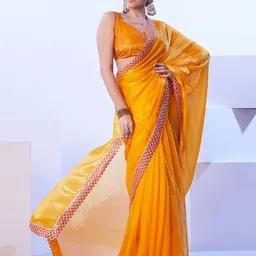 Mitera Sequinned Satin Saree image 4