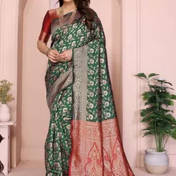 WOVENSTOCK Floral Zari Pure Silk Heavy Work Kanjeevaram Saree-picture-21