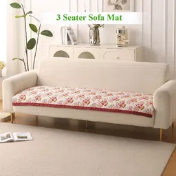 HOKIPO Florentina Series Autumn Cream Printed Holland Velvet 3 Seater Sofa Cover Mat-picture-19