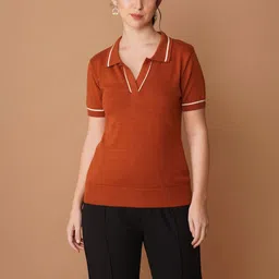 Chemistry Women Shirt Collar Short Sleeve Cotton Top-picture-33