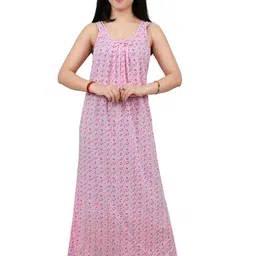 MIAVII CREATION Women Floral Printed Round Neck Maxi Nightdress-picture-39