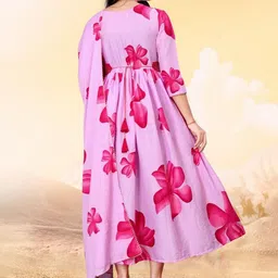 Jash Creation Women Cotton Floral Printed Maxi Dress With Dupatta image 2