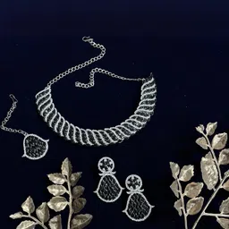 VATSALYA creation Alloy Gold- plated Black Jewellery Set-picture-34