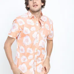LOCOMOTIVE Men Cutaway Collar Floral Printed Cotton Slim Fit Casual Shirt-picture-27