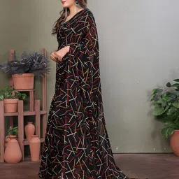 Moda Rapido Geometric Printed Poly Georgette Designer Saree image 5