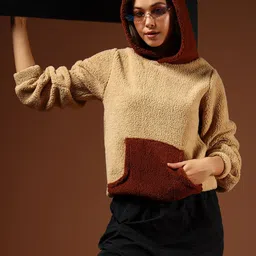 The Dry State Women Colourblocked Hooded Sweatshirt-picture-12