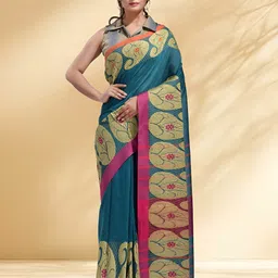 Arhi Paisley Woven Design Pure Cotton Saree With Blouse-picture-27