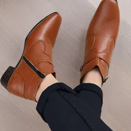 Bxxy Men Textured 5.08 CM Height Increasing Block Heel Formal Slip-on Zipper Ring Boots-image-38