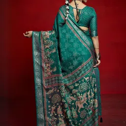Meena Bazaar Ethnic Motifs Printed Zari Saree image 3