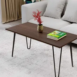 bluewud Mayrite Brown & Black Textured Wooden & Metal Rectangle Coffee Table-picture-12