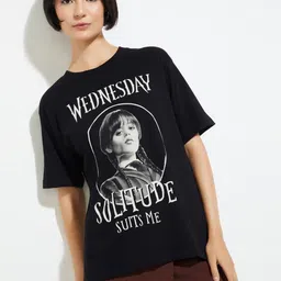 max Women Wednesday People and Places Printed Round Neck Pure Cotton T-shirt-image-83