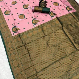 SP TEXTILE CLOTHES Women Woven Design Zari Kanjeevaram Saree image 3