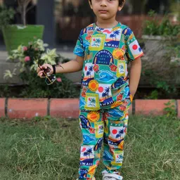 YK Infant Boys Printed Round Neck T-shirt With Trousers image 2