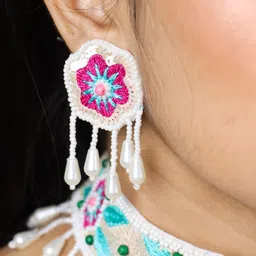 Sangria Boho Artificial Beads Beaded Floral Jewellery Set image 4