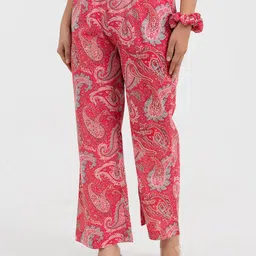 KALAMIR Women Paisley Printed Relaxed Fit Mid-Rise Pure Cotton Trousers-image-13