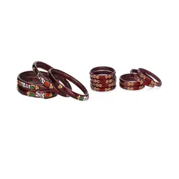 Somil Elegant Combo Glass Bangle Set | Handmade Traditional Chudi For Women | Perfect For Daily & Occasion Use, Combo Of 2 Set, Maroon-picture-30