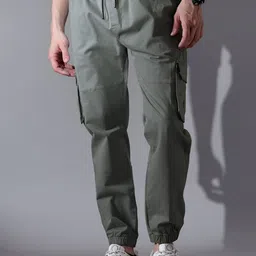 Beyoung Matte Grey Dual Pocket Cargo Joggers-picture-15