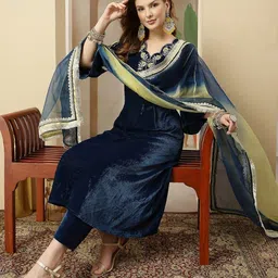 Stylum Women Ethnic Motifs Embroidered Regular Thread Work Kurta with Trousers & Dupatta image 3