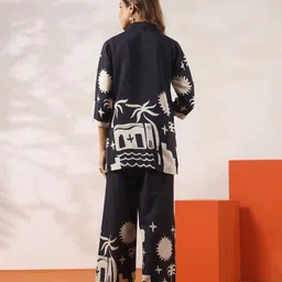 JISORA Women's Black Russian Silk Co-Ord Set image 2