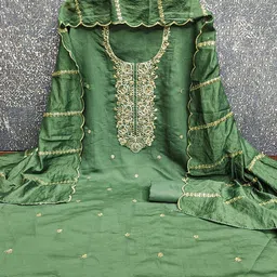 Peachmode Embroidered Unstitched Dress Material image 4