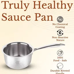 omichef Primax Triply Stainless Steel Saucepan Tea pan/Milk pan | Induction Compatible | Sauce Pan 14 cm, 16 cm, 18 cm diameter 1.25 L, 1.75 L, 2.45 L capacity image 3