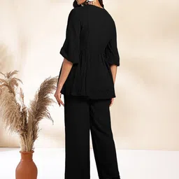 KALINI Self-Designed V-Neck Peplum Top With Trousers Co-Ords image 5