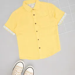 Pantaloons Junior Boys Spread Collar Solid Cotton Casual Shirt-picture-12
