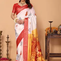 ALMAARI FASHION Ethnic Motifs Printed Woven Design Art Silk Banarasi Saree-picture-18
