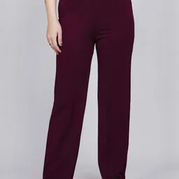 NU CLOTHS Women Pack Of 2 Solid Regular Fit High-Rise Trousers image 3