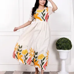 ROYALICA Women Floral Print Keyhole Neck Bell Sleeve Midi Dress-picture-32