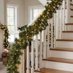 evacreations Heavly Dense Thick Christmas Tree Garland, 2.7 Meters, Green Pine Artificial Tinsel Pack of 1 image 5