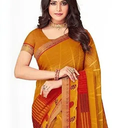 DURGA EMPORIO Abstract Printed Zari Pure Chiffon Saree image 2