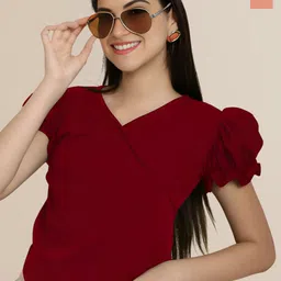 Mast & Harbour Women Pack of 2 Puff Sleeves V Neck Wrap Top-picture-18