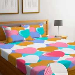 Homdazal Red & Pink 350 TC King Bedsheet with 2 Pillow Covers-image-90