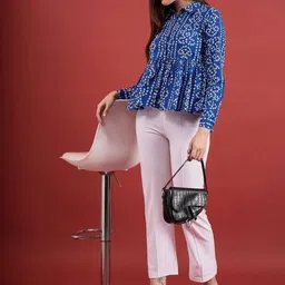 SAICHA Bandhani Printed Shirt Collar Pure Cotton Kurti image 4