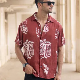 Powerlook Men Abstract Printed Spread Collar Flowy Casual Shirt image 2