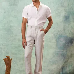 MH&Y Men Comfort Relaxed Fit Solid Mid-Rise Chinos Trousers image 5