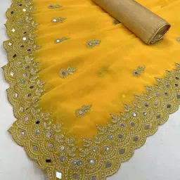 Florence Embellished Embroidered Pure Georgette Saree image 3