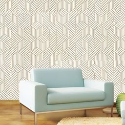 INDIAN ROYALS Beige & White Geometric Striped Hexagon Waterproof Wallpaper-picture-44