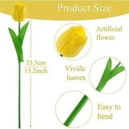 guddu trend hub Artificial Tulip Flower for Home Decorations Yellow Tulips Yellow Tulips Artificial Flower image 5